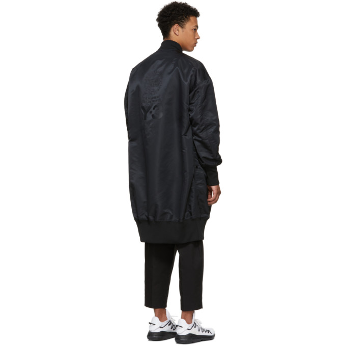 Y-3 Black Long Bomber Jacket