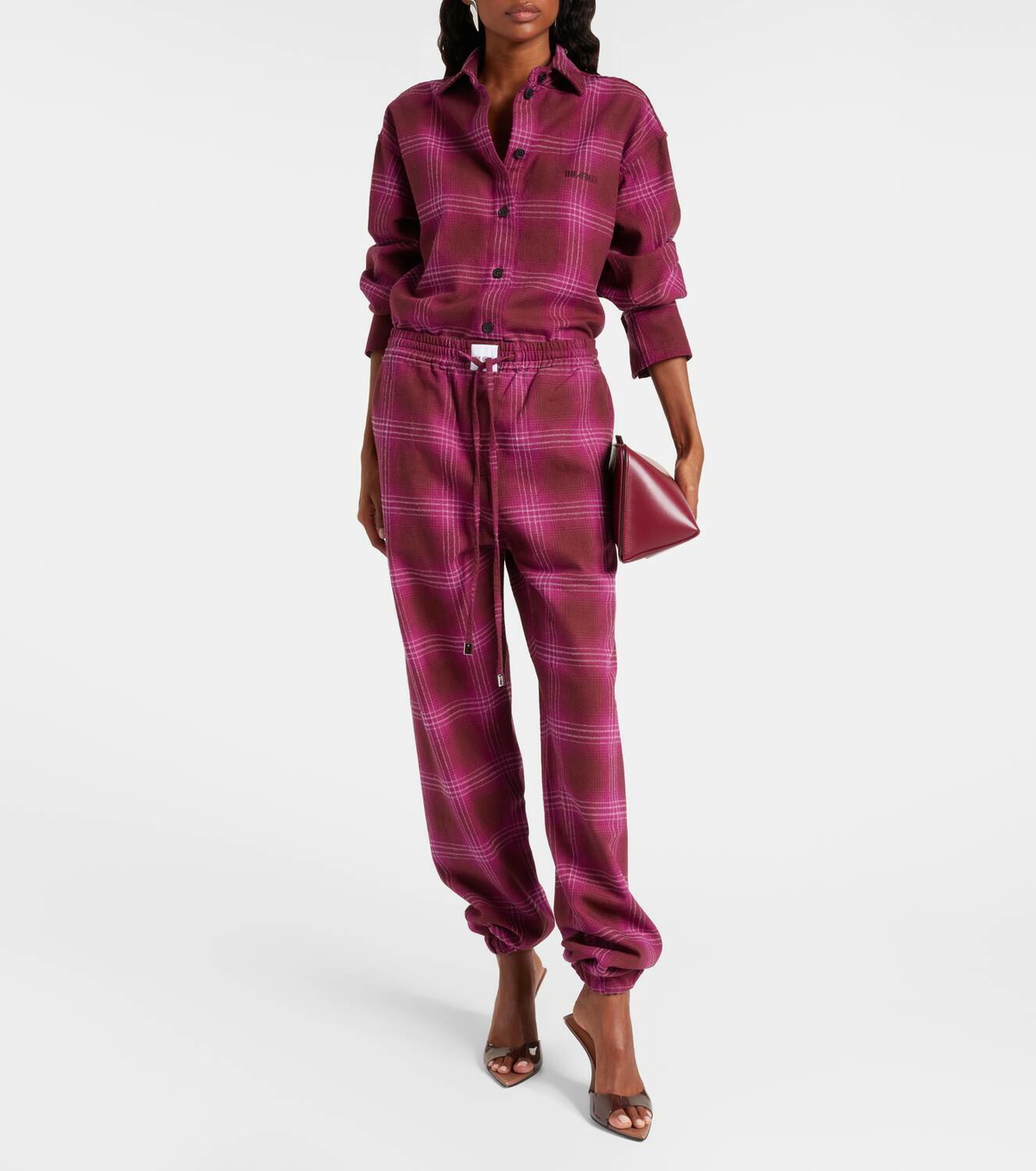 The Attico Checked cotton flannel sweatpants