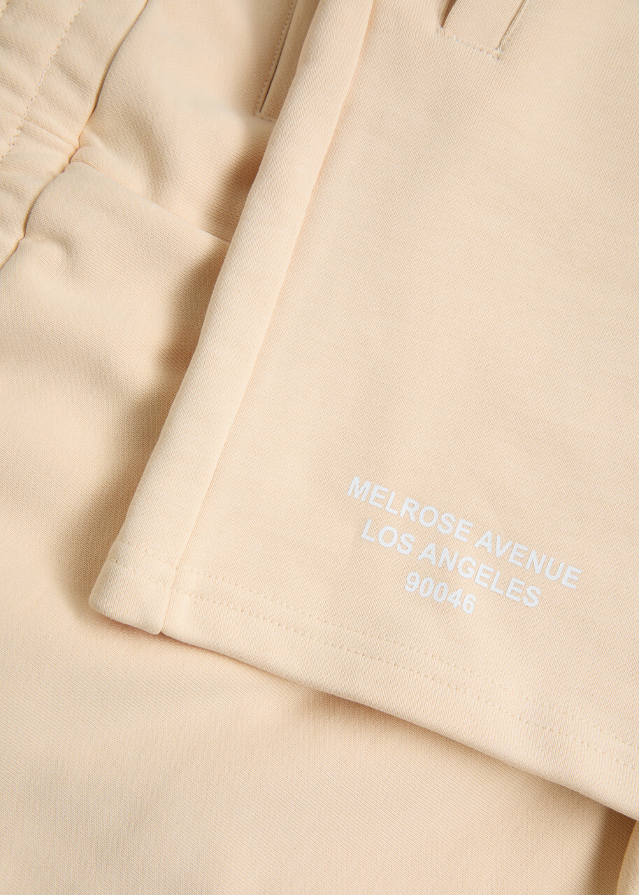 Club 1984 Melrose Printed Cotton Shorts Beige