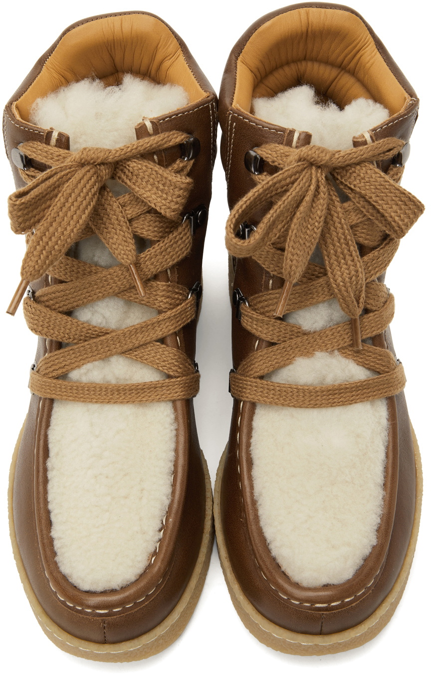 Isabel Marant Brown Shearling Alpaca Ankle Boots