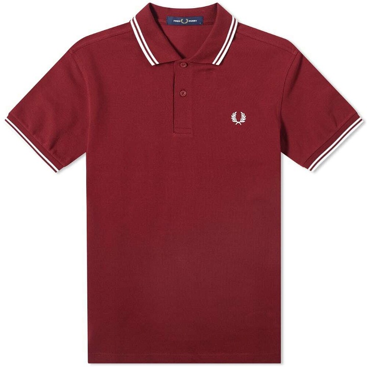 Photo: Fred Perry Authentic Men's Slim Fit Twin Tipped Polo Shirt in Port