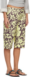 Dries Van Noten Brown & Yellow Patterned Shorts