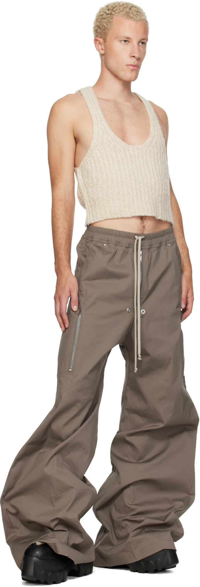 Rick Owens Beige Tower Knit Tank Top