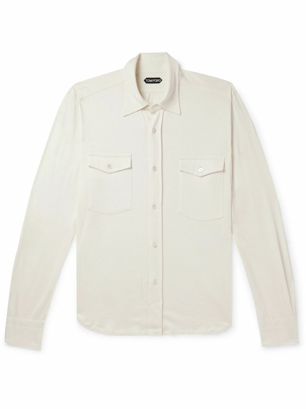 Photo: TOM FORD - Silk and Cotton-Blend Jersey Shirt - White