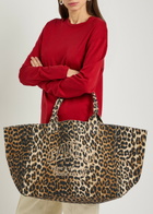 Ganni Printed Xxl Shopper Canvas Tote bag - Leopard - One Size