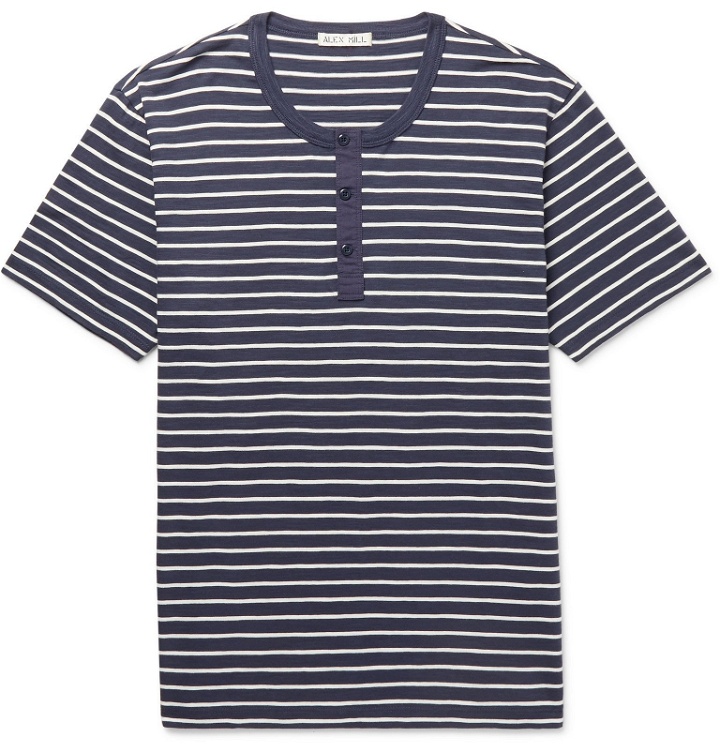 Photo: Alex Mill - Slim-Fit Striped Cotton-Jersey Henley T-Shirt - Blue