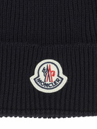 MONCLER Logo Wool Rib Knit Beanie