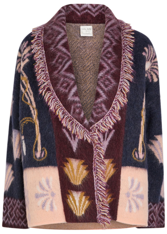 Photo: Forte_forte Jacquard Brushed Alpaca-blend Cardigan Navy