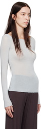 SKIMS SSENSE Exclusive Blue Sheer Modal Long Sleeve Boat Neck T-shirt