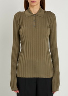 Calvin Klein Amber Ribbed Wool Polo top Sage