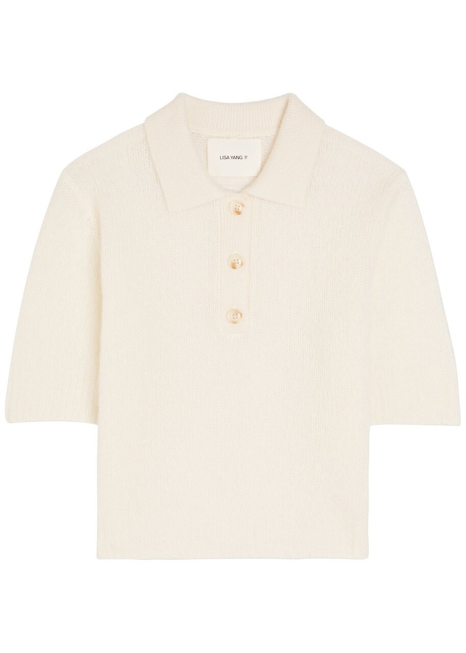 Lisa Yang Masy Cashmere and Silk-blend Polo top Cream