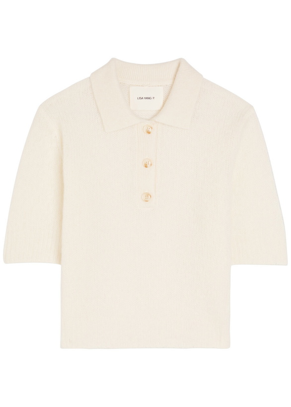 Photo: Lisa Yang Masy Cashmere and Silk-blend Polo top Cream