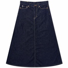 Beams Boy Women's 0.5 Pocket Denim Long Skirt in Blue Indigo