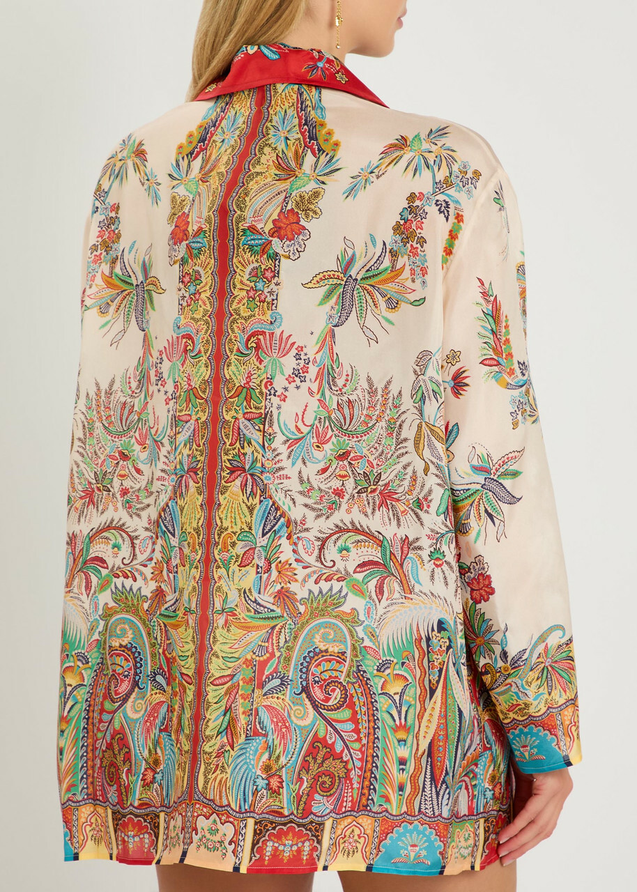 Etro Printed Silk Cover-up Shirt Multicoloured