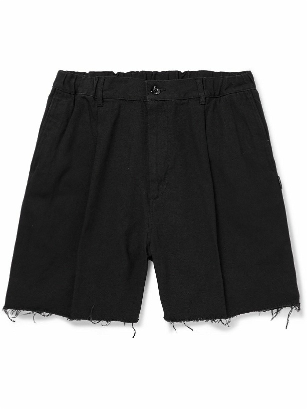 Photo: Neighborhood - Straight-Leg Logo-Appliquéd Frayed Denim Shorts - Black