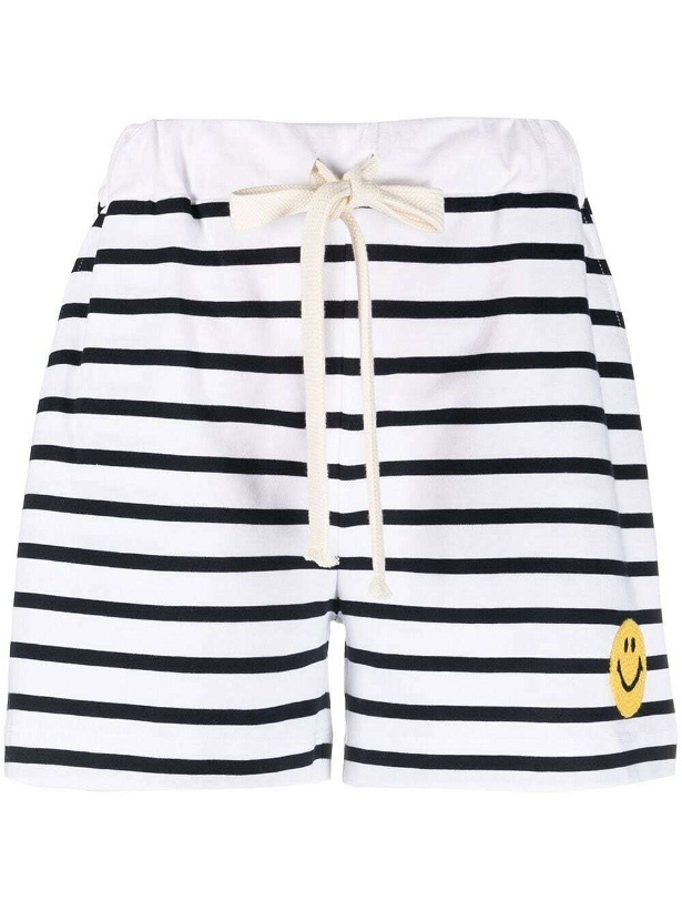 Photo: JOSHUA SANDERS - Smiley Logo Striped Cotton Shorts