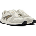 Hugo Off-White & Gray Logo Detail Suede-Trim Sneakers