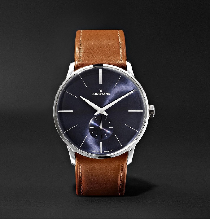 Photo: Junghans - Meister Handaufzug 38mm Stainless Steel and Leather Watch, Ref. No. 027/3504.00 - Blue
