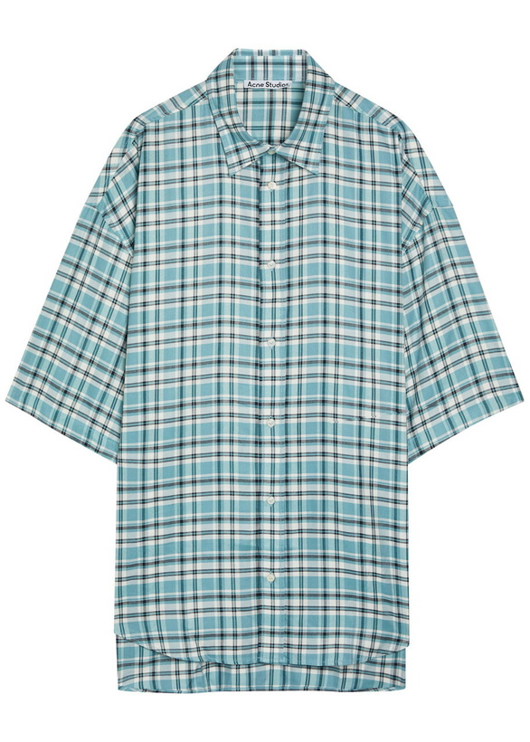 Photo: Acne Studios Oversized Checked Woven Shirt White And Blue