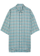 Acne Studios Oversized Checked Woven Shirt White And Blue