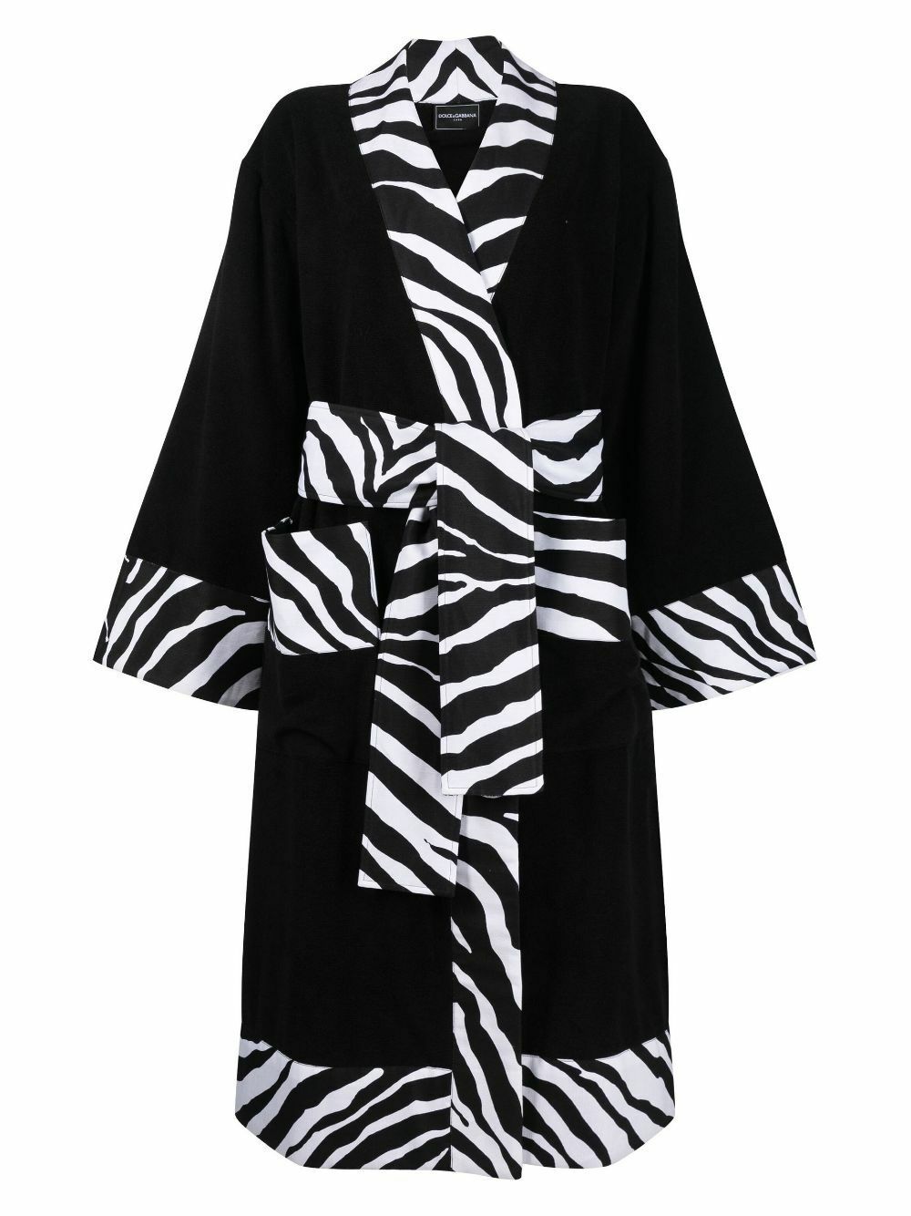Dolce & Gabbana Black Zebra-Print Cotton Robe Dolce & Gabbana