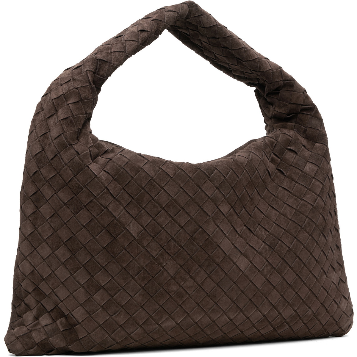 Bottega Veneta Brown New Small Hop Intrecciato Suede Bag