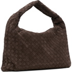 Bottega Veneta Brown New Small Hop Intrecciato Suede Bag