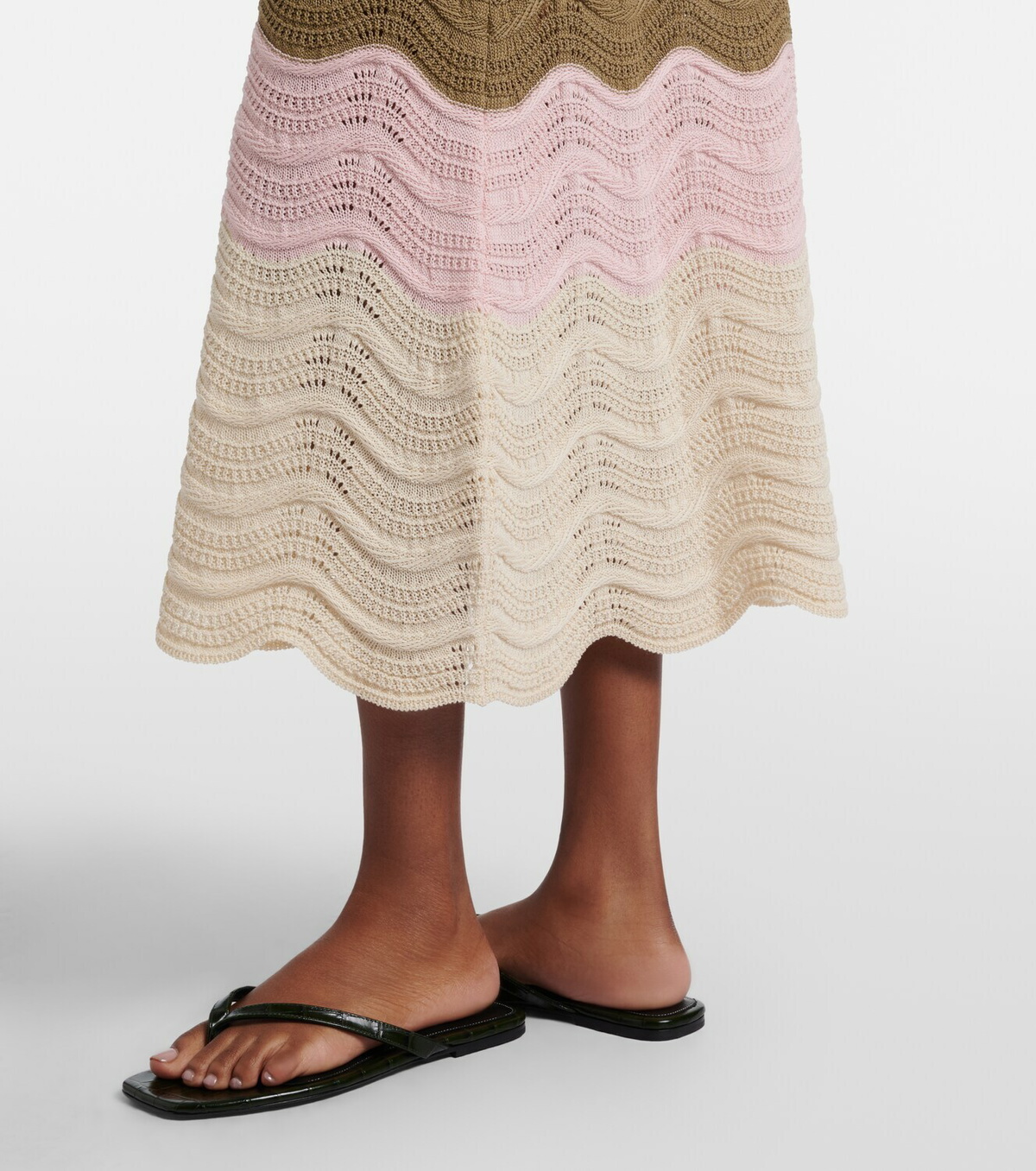 La DoubleJ Chevron crochet cotton midi dress