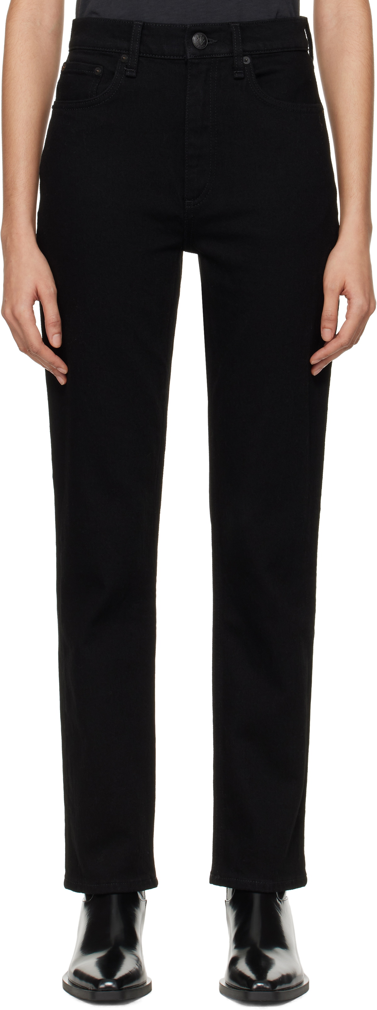 rag & bone Black 'The Wren' High-Rise Slim Jeans Rag and Bone