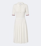 Thom Browne Ribbed-knit pointelle cotton polo dress