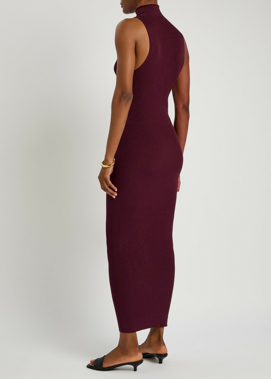 Armarium Cosima Fine-knit Midi Dress Dark Red