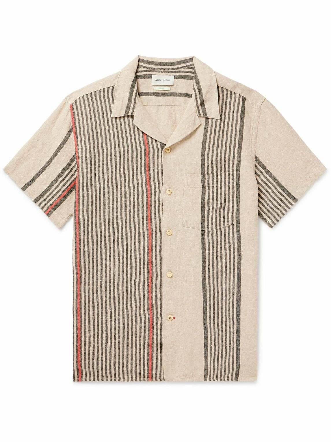 Oliver Spencer - Havana Camp-Collar Striped Linen Shirt - Neutrals ...