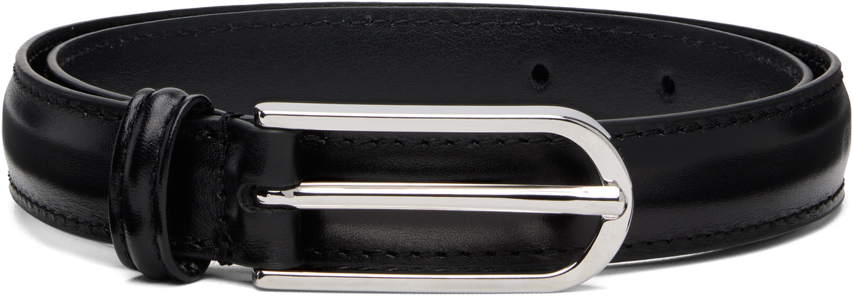 Anderson's Black Skinny Formal Stitch Leather Belt