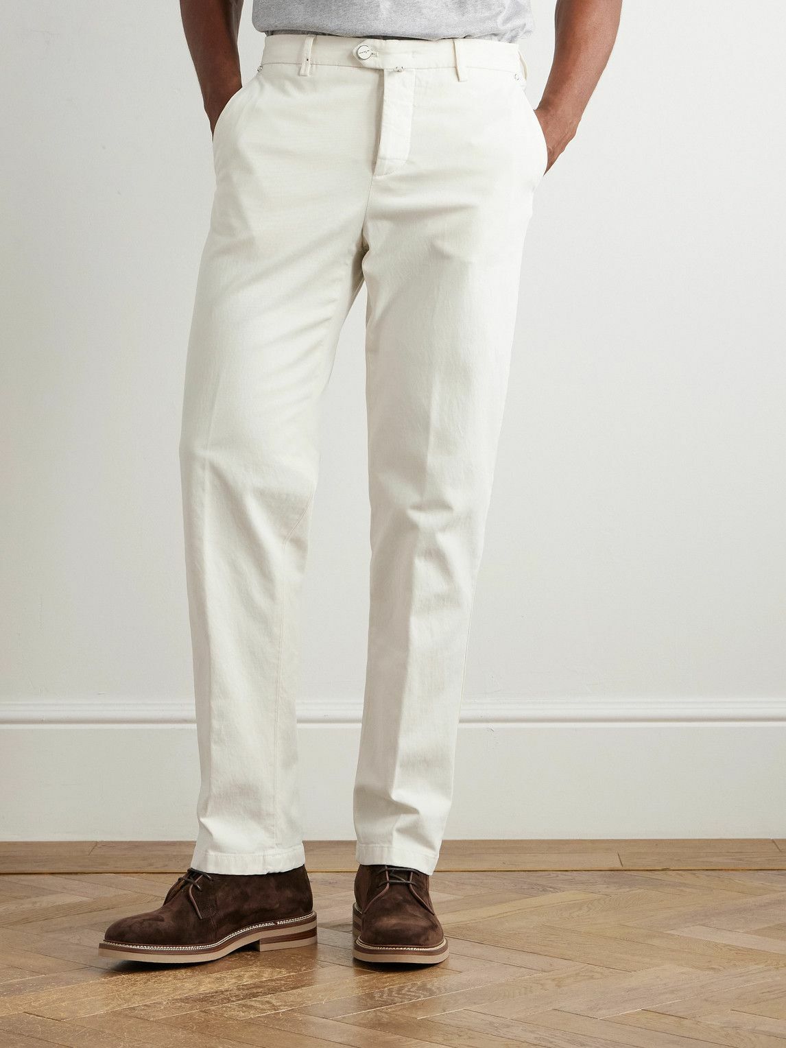 Kiton - Tapered Lyocell-Blend Twill Trousers - Neutrals