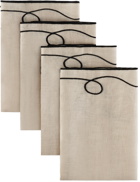 Misette Off-White Line Drawing Embroidered Linen Napkin Set