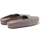 Mulo - Suede Backless Loafers - Light gray