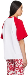 Charles Jeffrey LOVERBOY White & Red Graphic Raglan T-Shirt