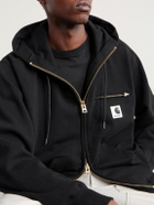 Sacai - Carhartt WIP Logo-Appliquéd Cotton-Jersey Zip-Up Hoodie - Black