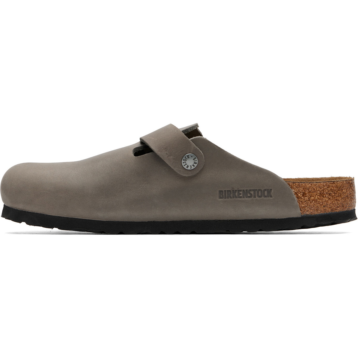 Birkenstock Gray Regular Boston Soft Footbed Oiled Leather Loafers