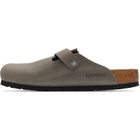 Birkenstock Gray Regular Boston Soft Footbed Oiled Leather Loafers