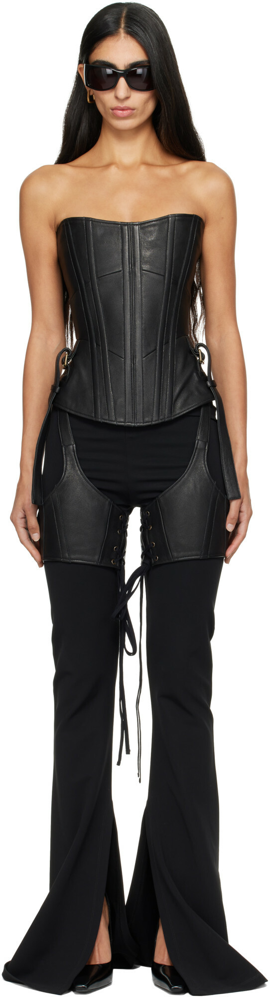 KNWLS Black Veil Leather Chaps & Corset