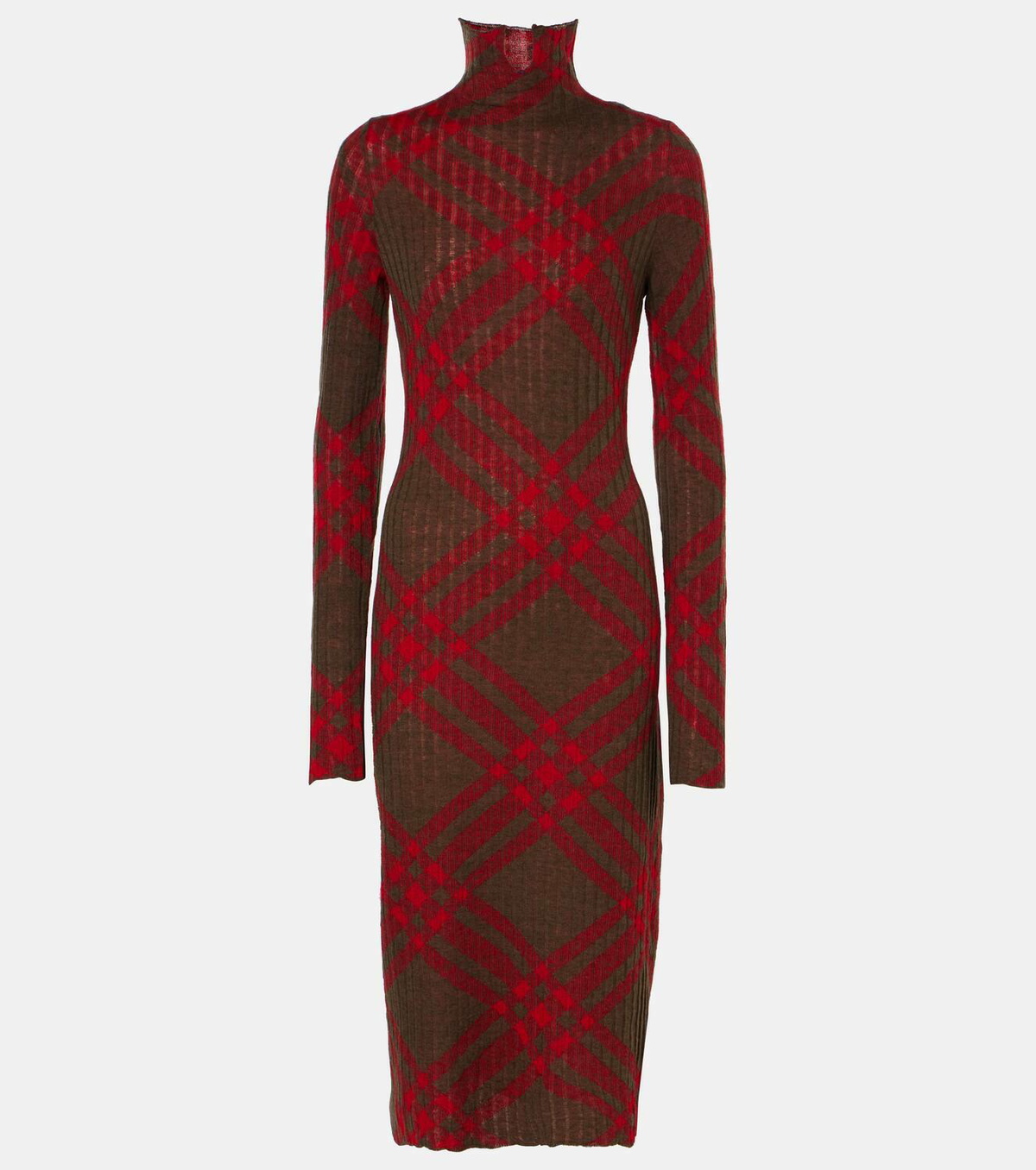 Burberry Burberry Check ribbed-knit midi dress Burberry