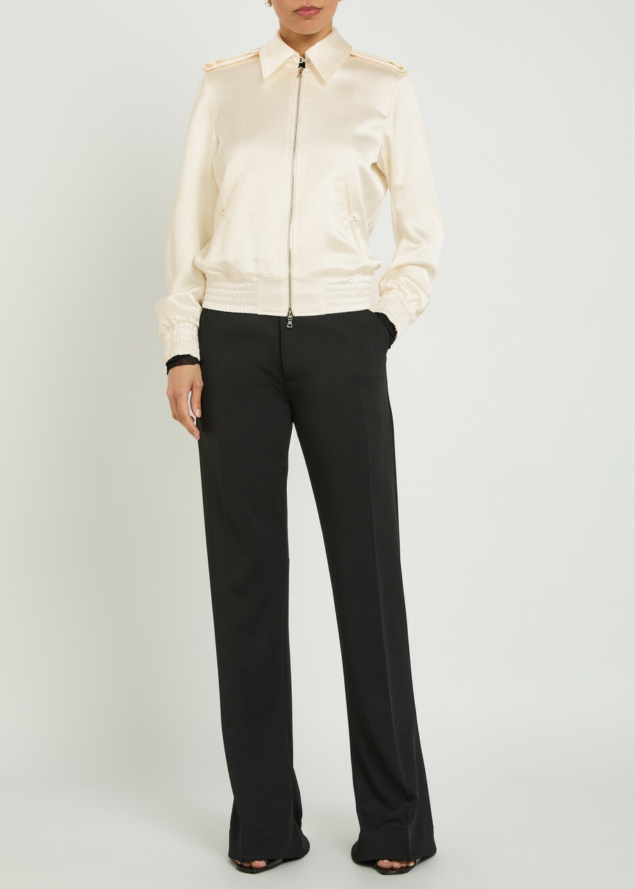 Aaron Esh Blouson Satin Flight Jacket White