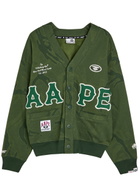 Aape Logo Camouflage-intarsia Cotton Cardigan Dark Green
