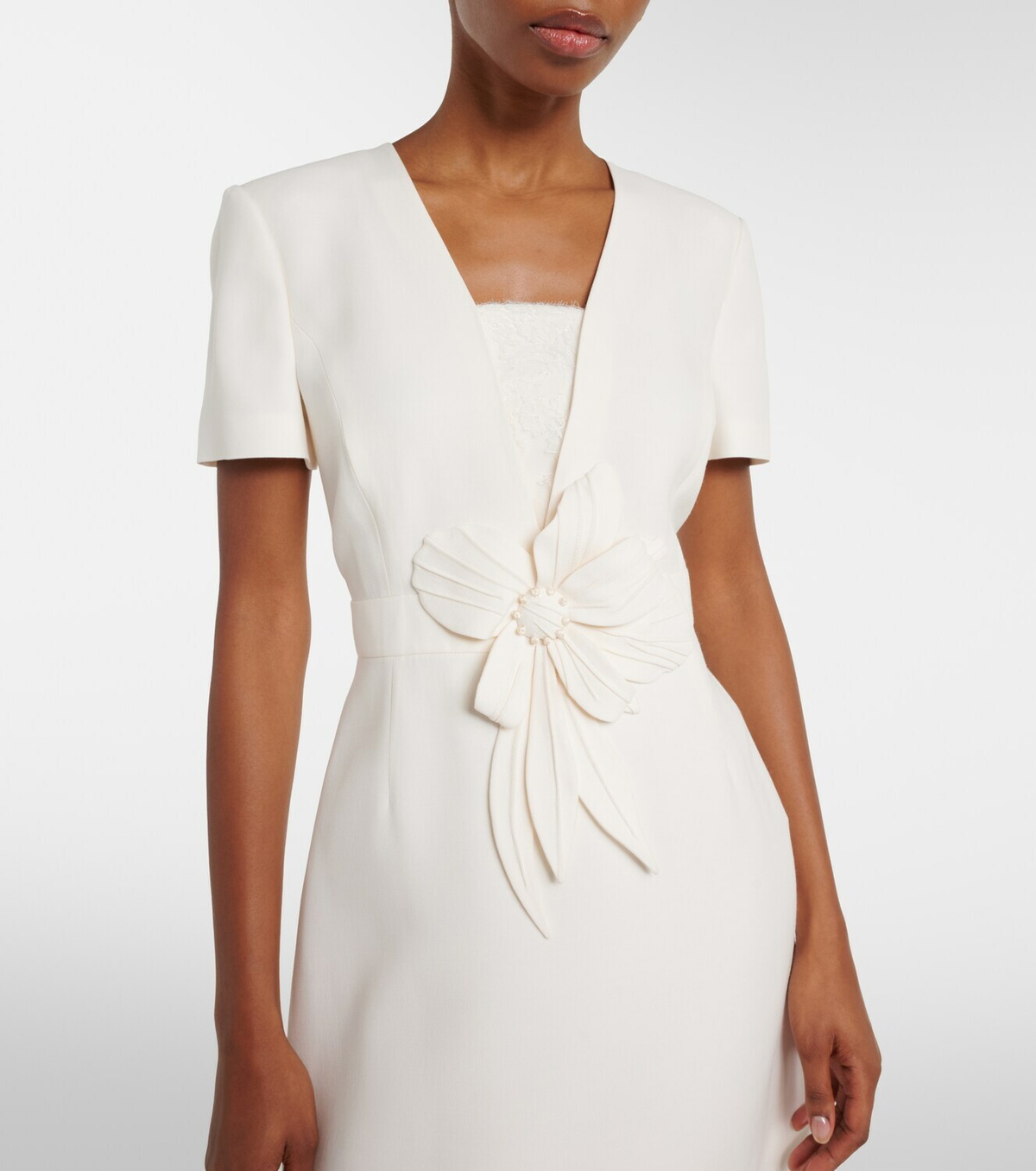 Valentino Crepe Couture floral-appliqué midi dress