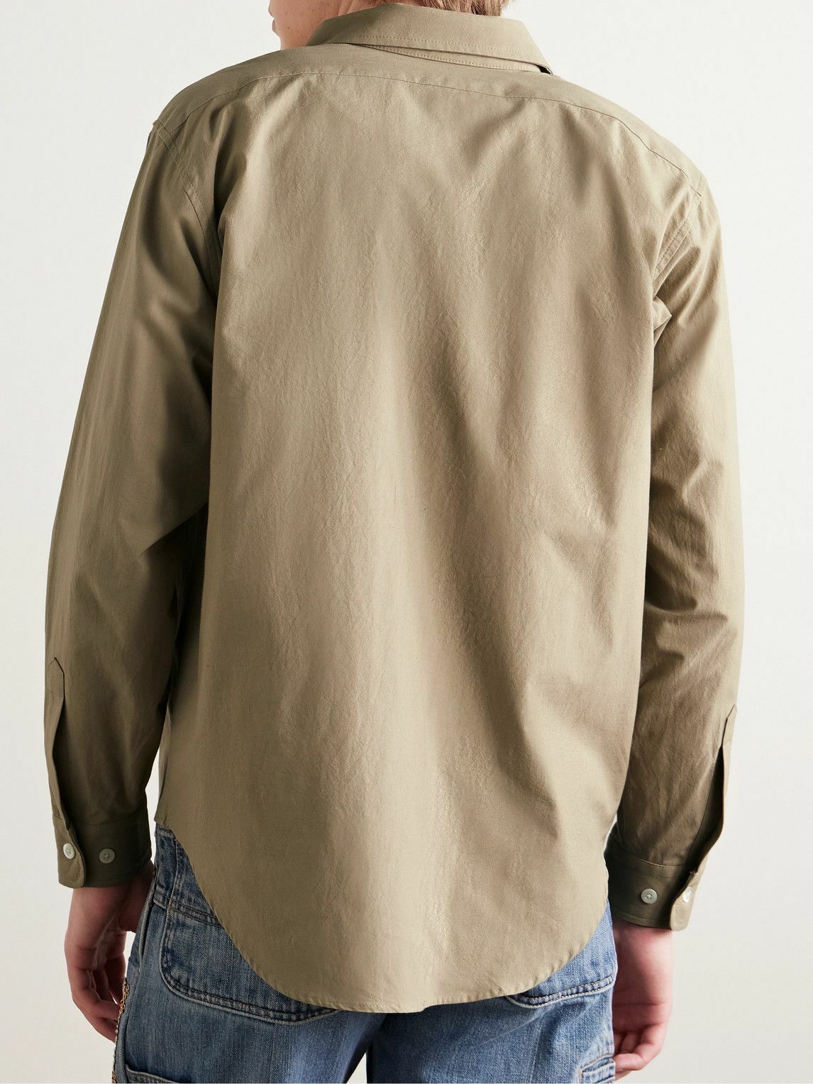 Small Talk - Crochet-Trimmed Cotton-Poplin Shirt - Neutrals