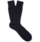 Pantherella - Laburnum Ribbed Merino Wool-Blend Socks - Blue