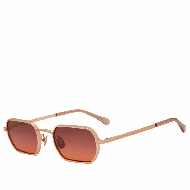 Photo: Moscot Shmooz Sunglasses in Rose/Cabernet