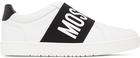 Moschino White & Black Logo Strap Sneakers