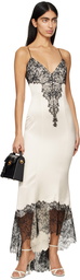 Balmain Off-White & Black Lace Midi Dress